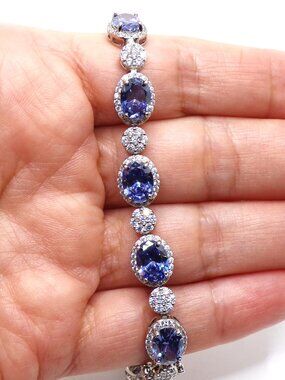 JTV 925 Sterling Silver Tanzanite Color CZ Bracelet